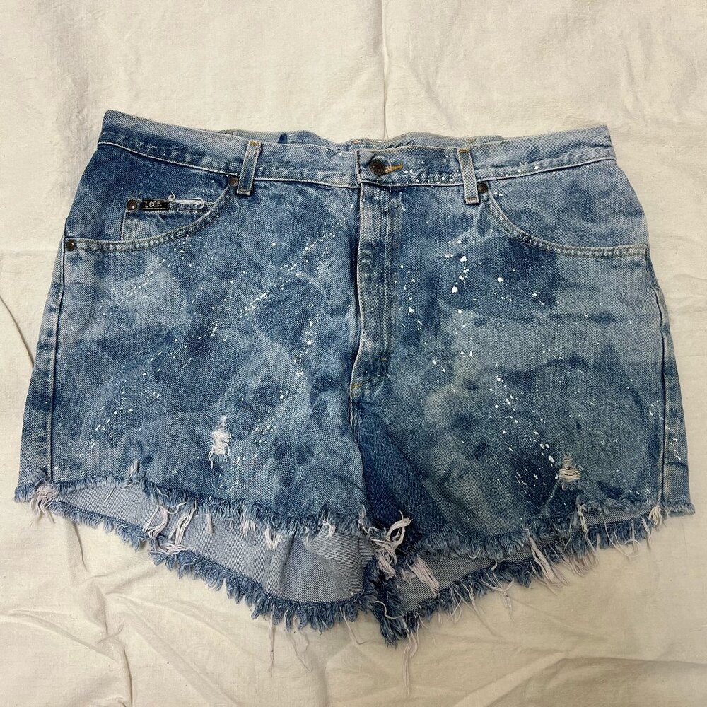 Cute upcycled cut off shorts with neat dye technique (Ralph Lauren Knock off)